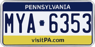 PA license plate MYA6353