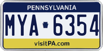 PA license plate MYA6354