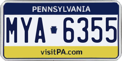 PA license plate MYA6355