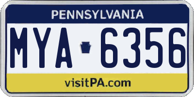 PA license plate MYA6356