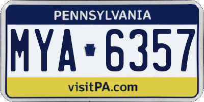 PA license plate MYA6357