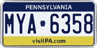 PA license plate MYA6358