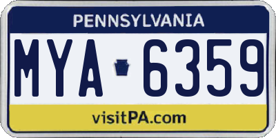 PA license plate MYA6359