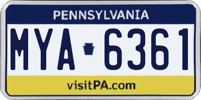 PA license plate MYA6361