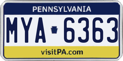 PA license plate MYA6363