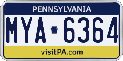 PA license plate MYA6364