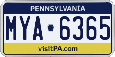 PA license plate MYA6365