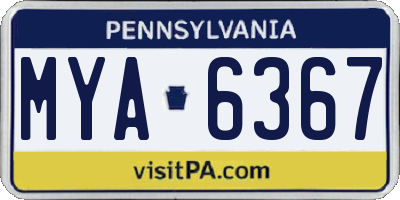 PA license plate MYA6367