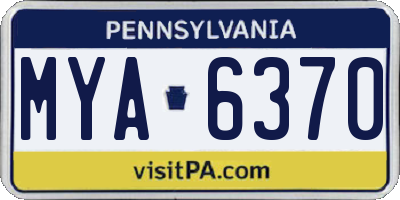 PA license plate MYA6370