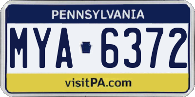 PA license plate MYA6372