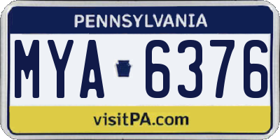 PA license plate MYA6376