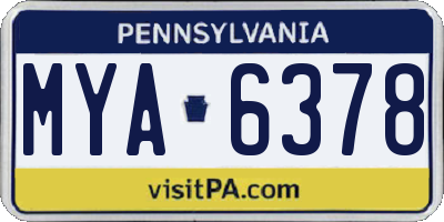 PA license plate MYA6378