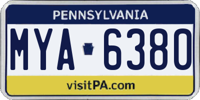 PA license plate MYA6380