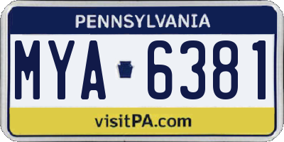 PA license plate MYA6381