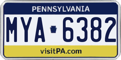 PA license plate MYA6382