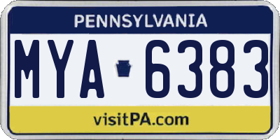 PA license plate MYA6383