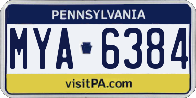 PA license plate MYA6384