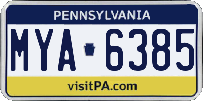 PA license plate MYA6385