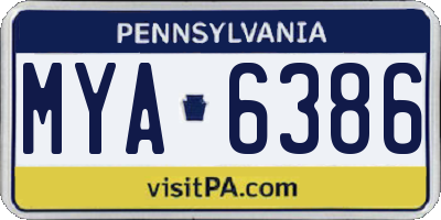 PA license plate MYA6386