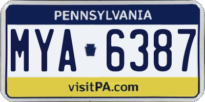 PA license plate MYA6387