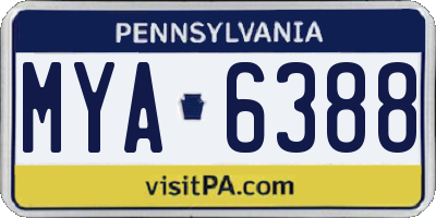 PA license plate MYA6388