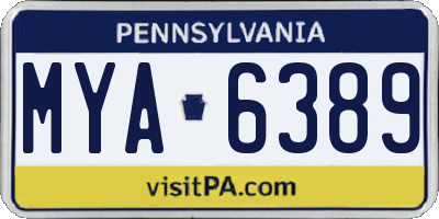 PA license plate MYA6389