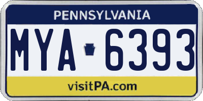 PA license plate MYA6393