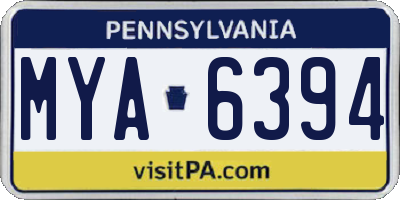 PA license plate MYA6394
