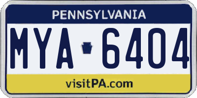 PA license plate MYA6404