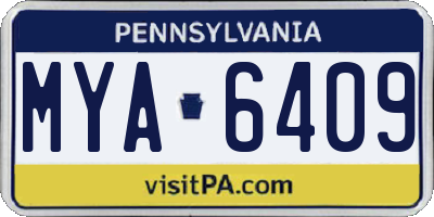 PA license plate MYA6409