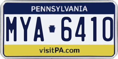 PA license plate MYA6410