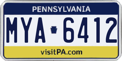 PA license plate MYA6412