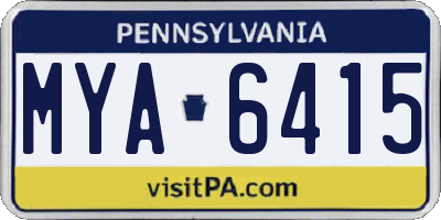 PA license plate MYA6415