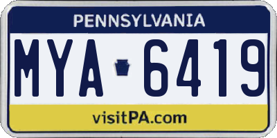 PA license plate MYA6419
