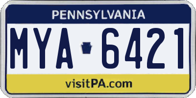 PA license plate MYA6421