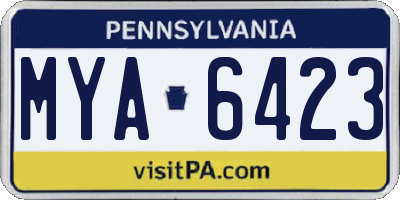 PA license plate MYA6423