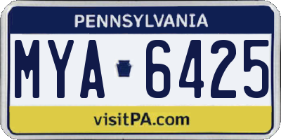 PA license plate MYA6425