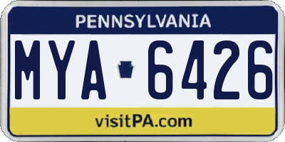 PA license plate MYA6426