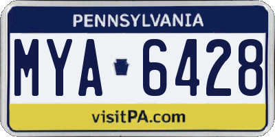 PA license plate MYA6428