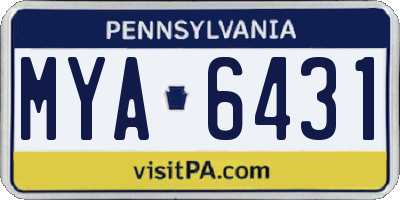 PA license plate MYA6431