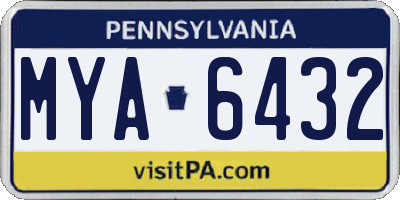 PA license plate MYA6432
