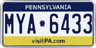 PA license plate MYA6433