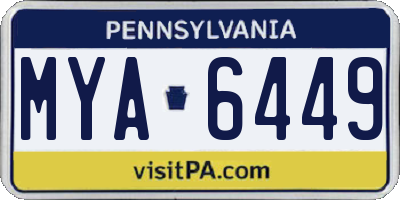 PA license plate MYA6449