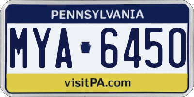 PA license plate MYA6450