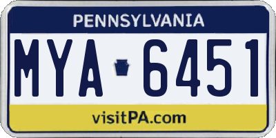 PA license plate MYA6451