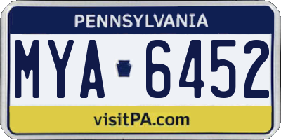 PA license plate MYA6452