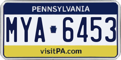 PA license plate MYA6453