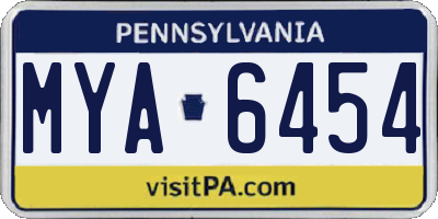 PA license plate MYA6454