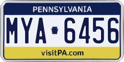 PA license plate MYA6456