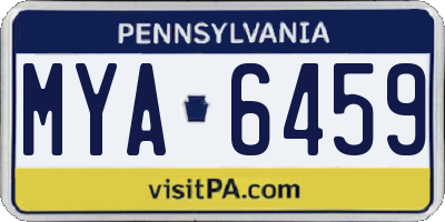 PA license plate MYA6459